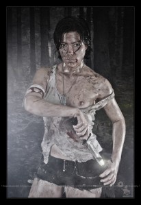 Fight in Nature - Erotic Girlfight Shooting with sexy model posing half naked in dirty jeans panty and half riped of tank top - Photo © by Magistus