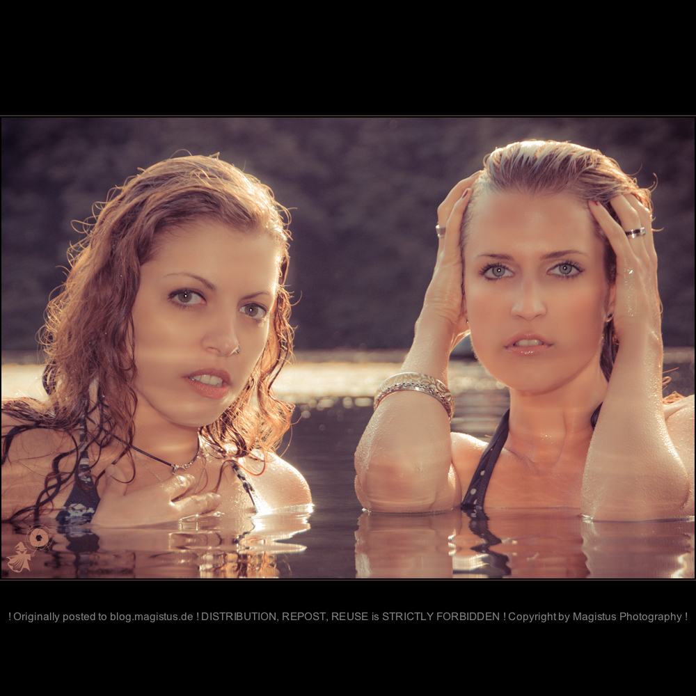 Water Beauties - Girl-Girl CloseUp Portrait with two beautiful models in a lake wearing bikinies - © by Magistus