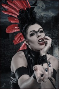 Dark Seduction - Vampire Composing with fantastic model styled as a vampire in a dark setting. - Composing & Portrait © by Magistus - Background by *E-dina - DeviantArt: http://fav.me/d39tls5