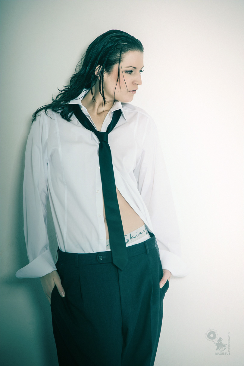 Sexy Skinny - sexy Girl wearing male clothes photoshoot with super cool model. - © by Magistus