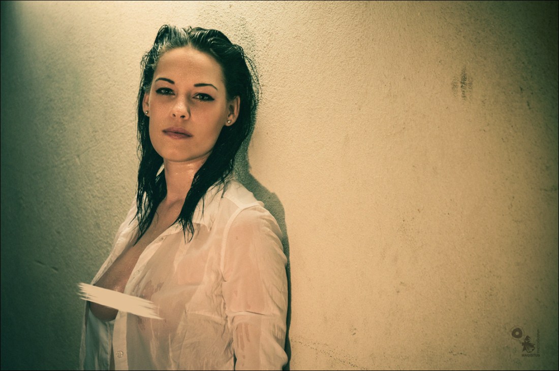 Wet N Raw - Sexy Wetlook Portrait of a model with a seethrough top showing a lot of her big boobs - © by Magistus