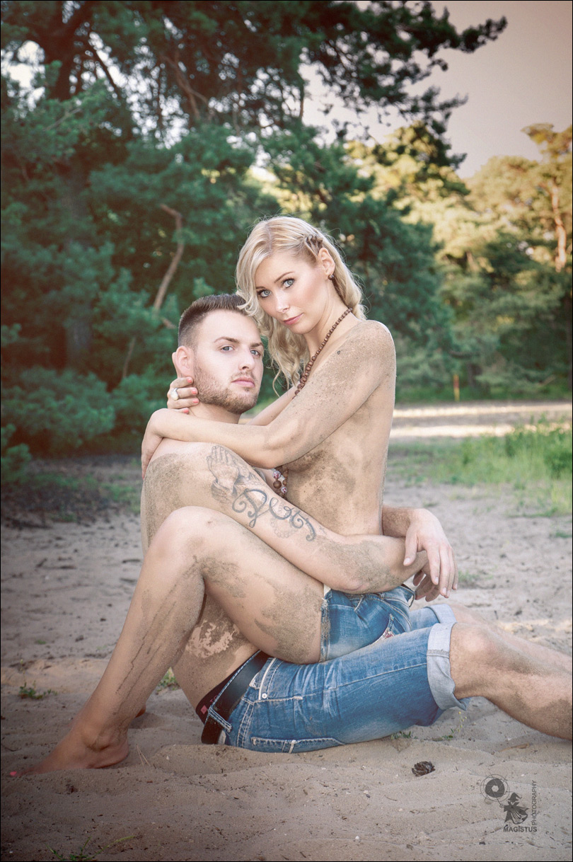 Beach Denim - Topless Beach Boy-Girl Photoshoot  posing in the sand - © by MagistusFoto
