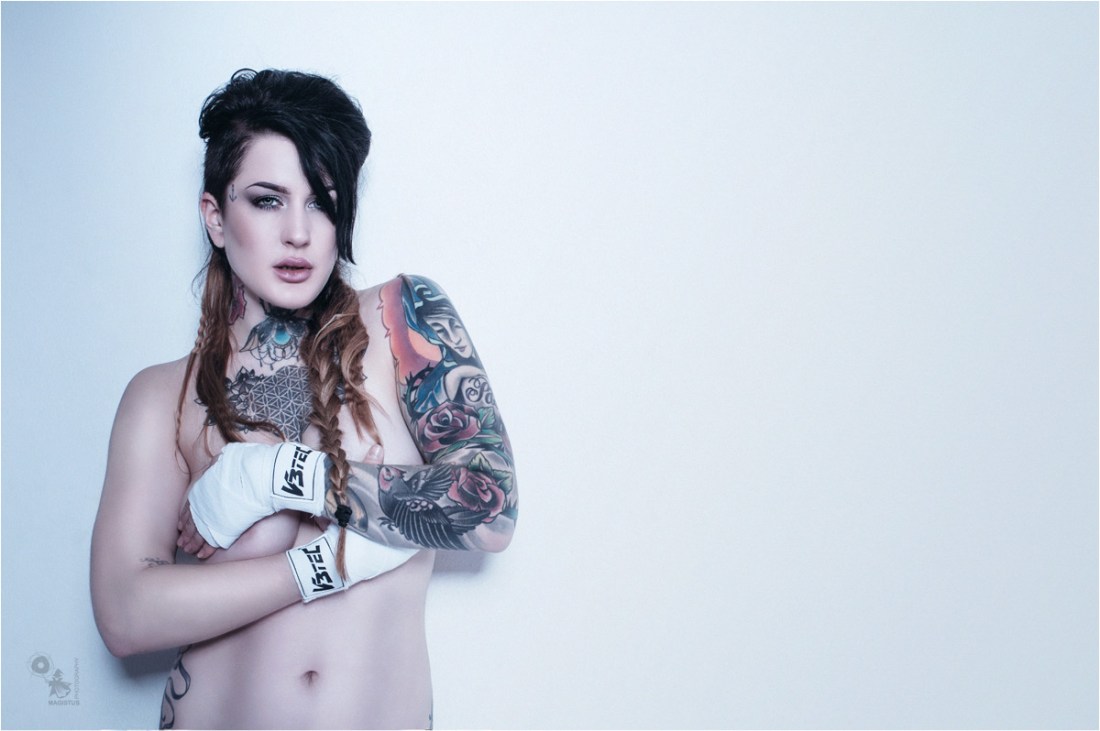 Boxing Tattoo Beauty - Fantastic Nude Art Portrait with awesome tattoo model Celina Blanchette - © by MagistusFoto