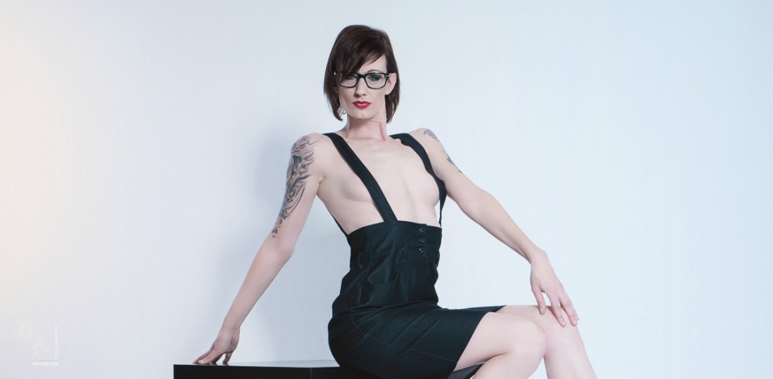 Sexy Secretary - Studio Photoshoot with topless Model posing in hot secretary styling - © by Magistus