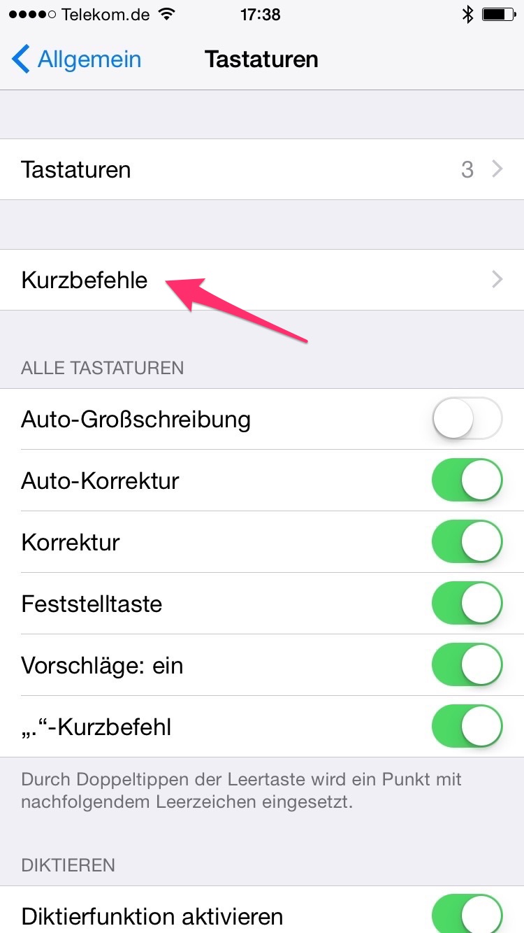 Tastatur - Kurzbefehle