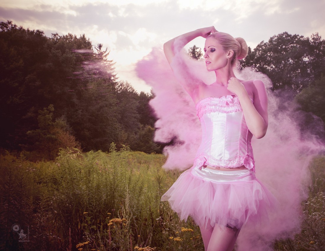 Pink Powder Beauty - Powder Photoshooting with fantastic Model posing in a Tutu and Corsage - © by Magistus