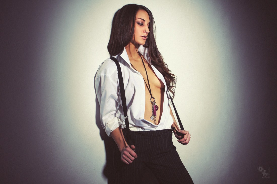 Business Casual - Super hot and sexy Model in mega erotic business style is posing in the spotlight. - © by Magistus