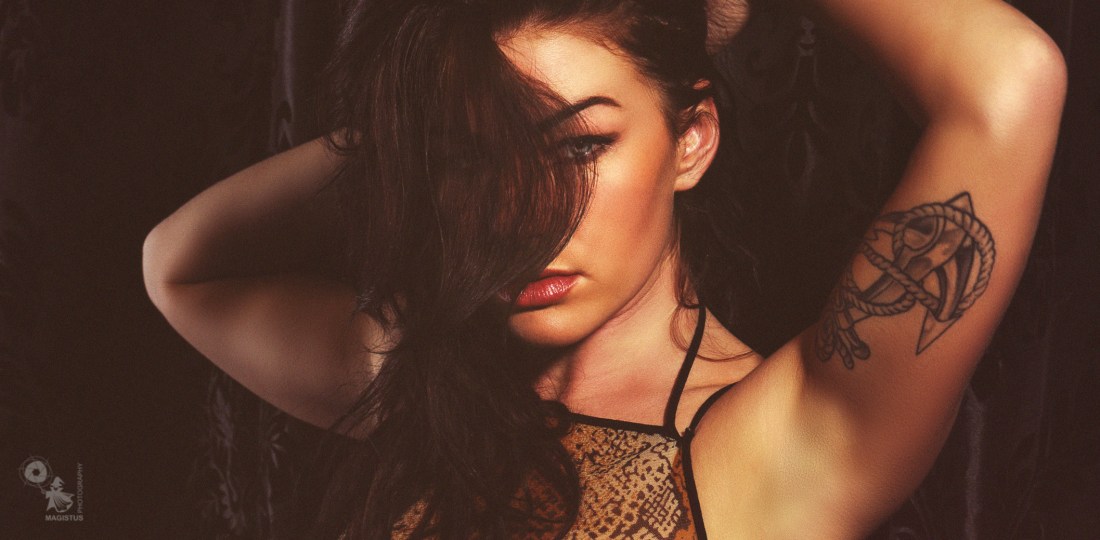 Exotic - super hot and sexy model is posing an a half transparend top showing her beautiful boobs. - © by Magistus