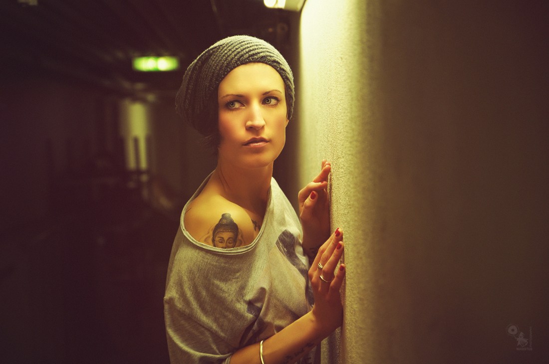 Silence in Dark - Beautiful on location Portrait in a dark place of a fantastic model. - © by Magistus