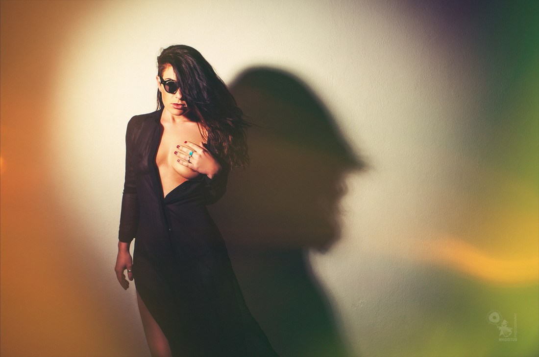 Dark Sun beauty - super sexy and hot girl is posing in a half transparent dress showing her cleavage - © by Magistus