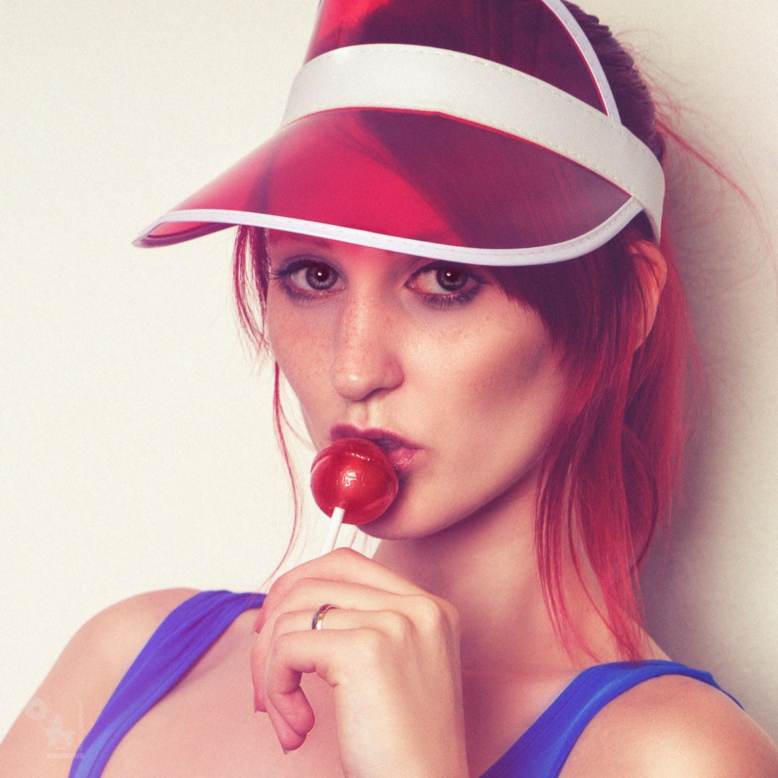 Lollipop Girl - Super sexy girl in half transparent lingerie and retro outfit is sucking a big lollipop - © by Magistus