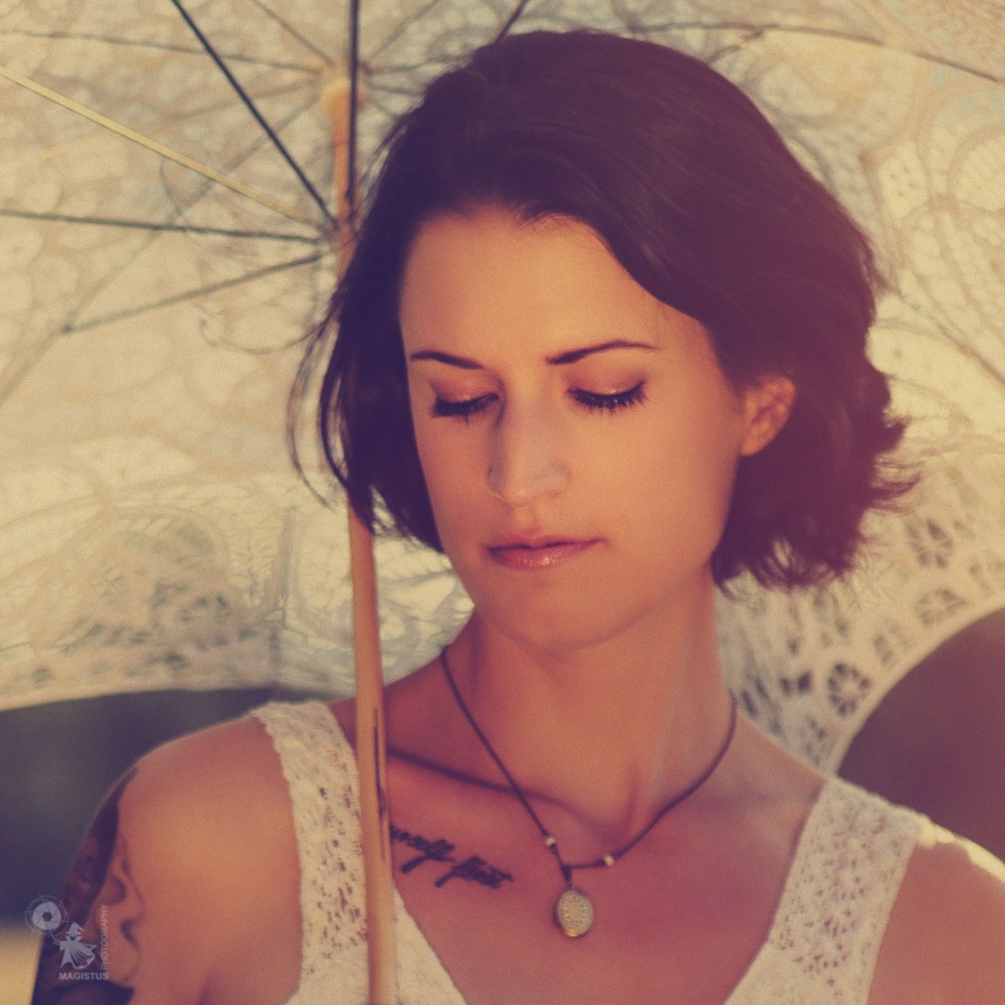 Summer Beauty - beautiful summer girl with a white umbrella - © by Magistus