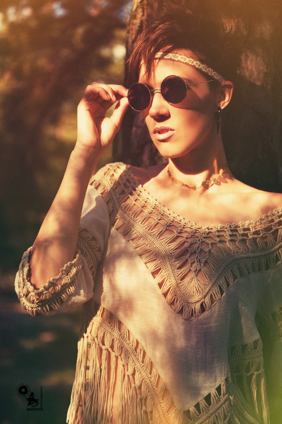 Sunglasses - fantastic model is posing in a hippie styling in the summer sun - © by Magistus