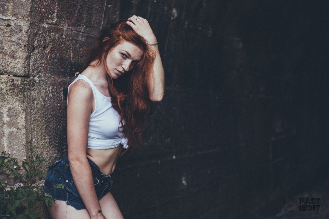 Dark Summer - Fantastic beauty is posing in a jeans and tank top outfit showing her beautiful freckles - © by Magistus